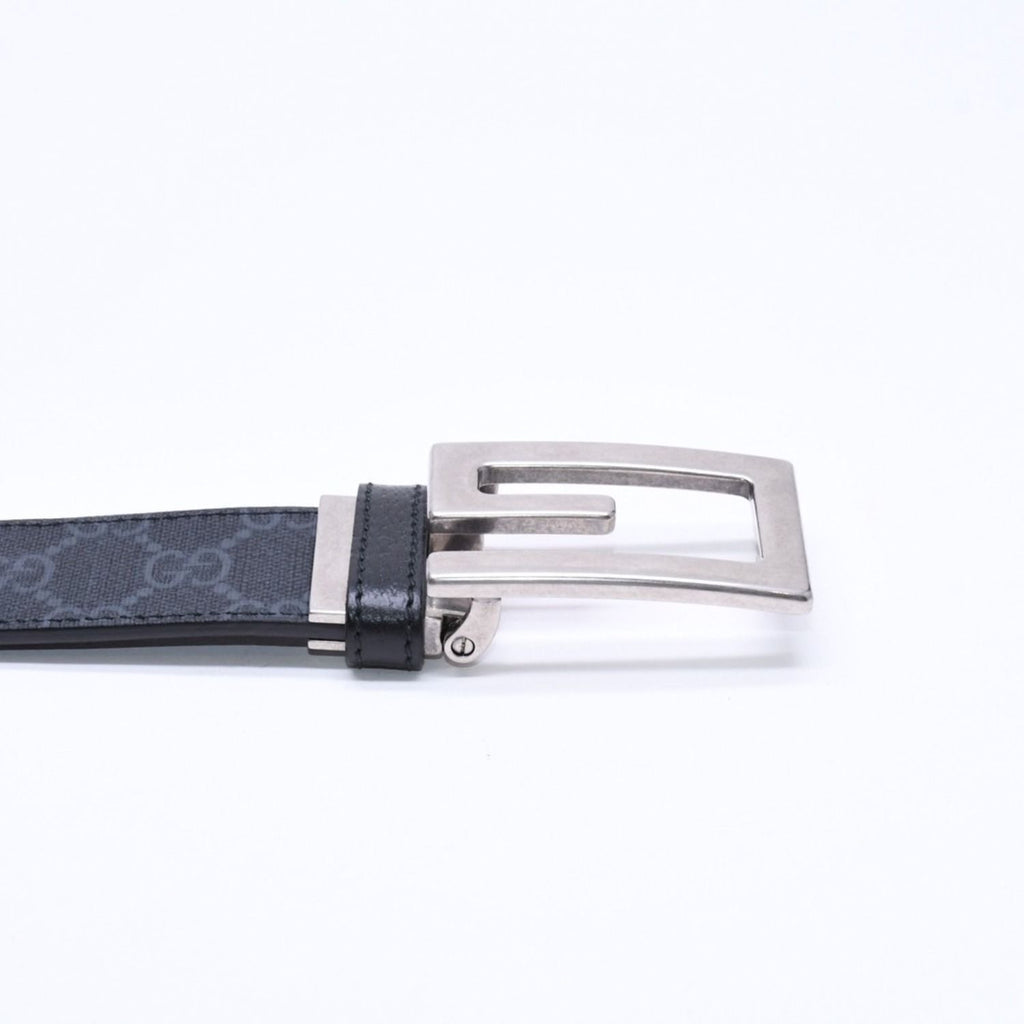 Gucci Square G Buckle Reversible Belt GG Supreme Canvas Black Gray — view 6