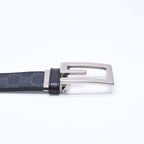 Gucci Square G Buckle Reversible Belt GG Supreme Canvas Black Gray — view 6