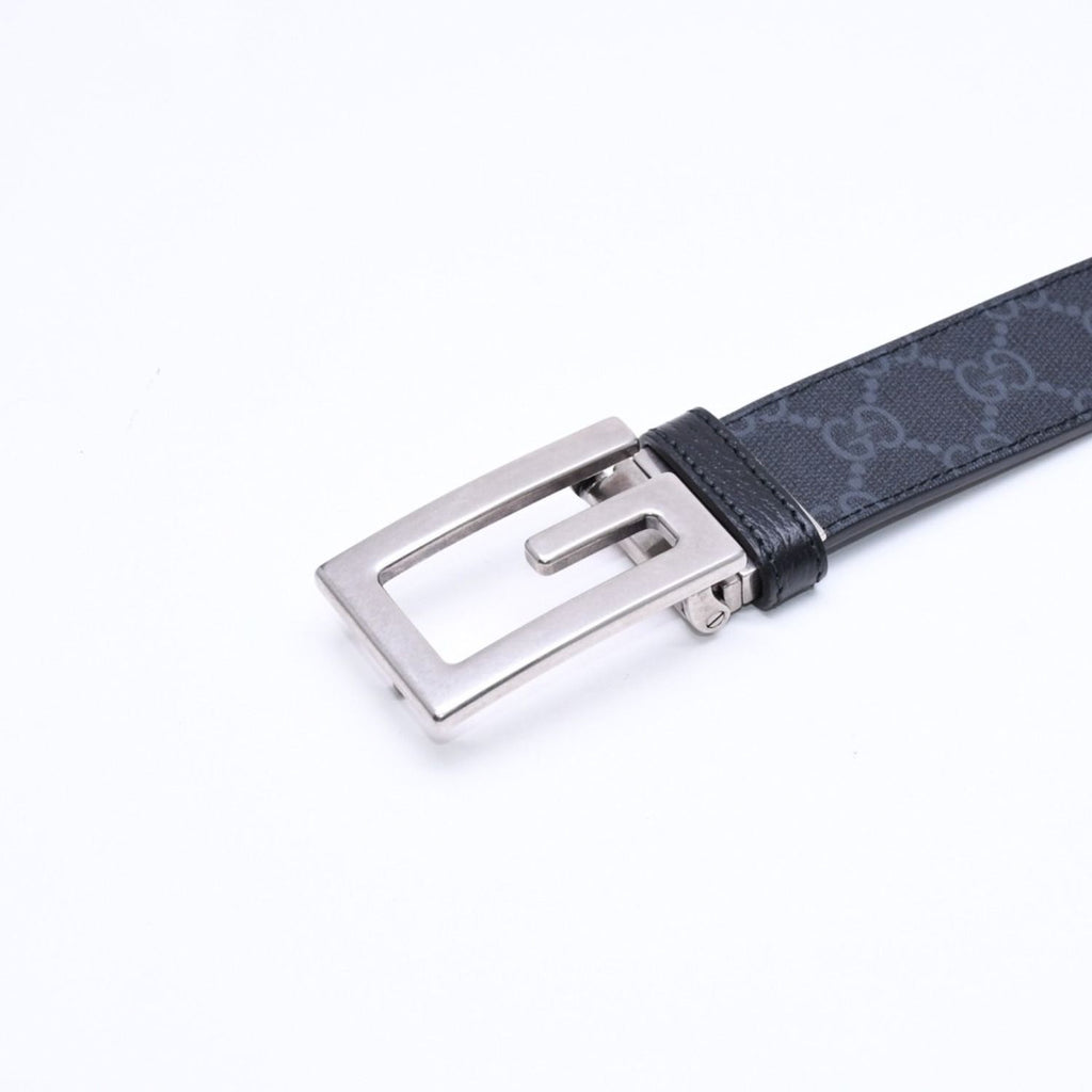 Gucci Square G Buckle Reversible Belt GG Supreme Canvas Black Gray — view 3