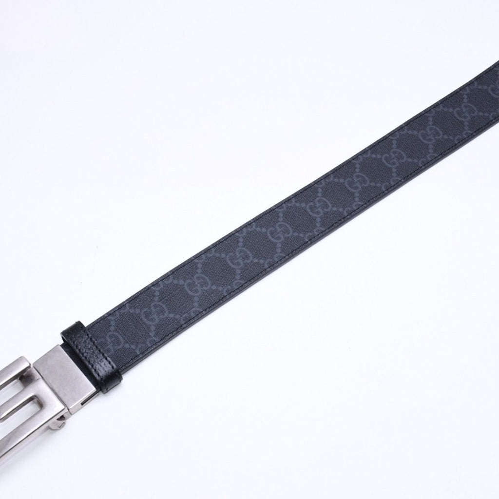 Gucci Square G Buckle Reversible Belt GG Supreme Canvas Black Gray — view 8