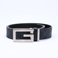 Gucci Square G Buckle Reversible Belt GG Supreme Canvas Black Gray