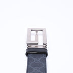 Gucci Square G Buckle Reversible Belt GG Supreme Canvas Black Gray — view 7