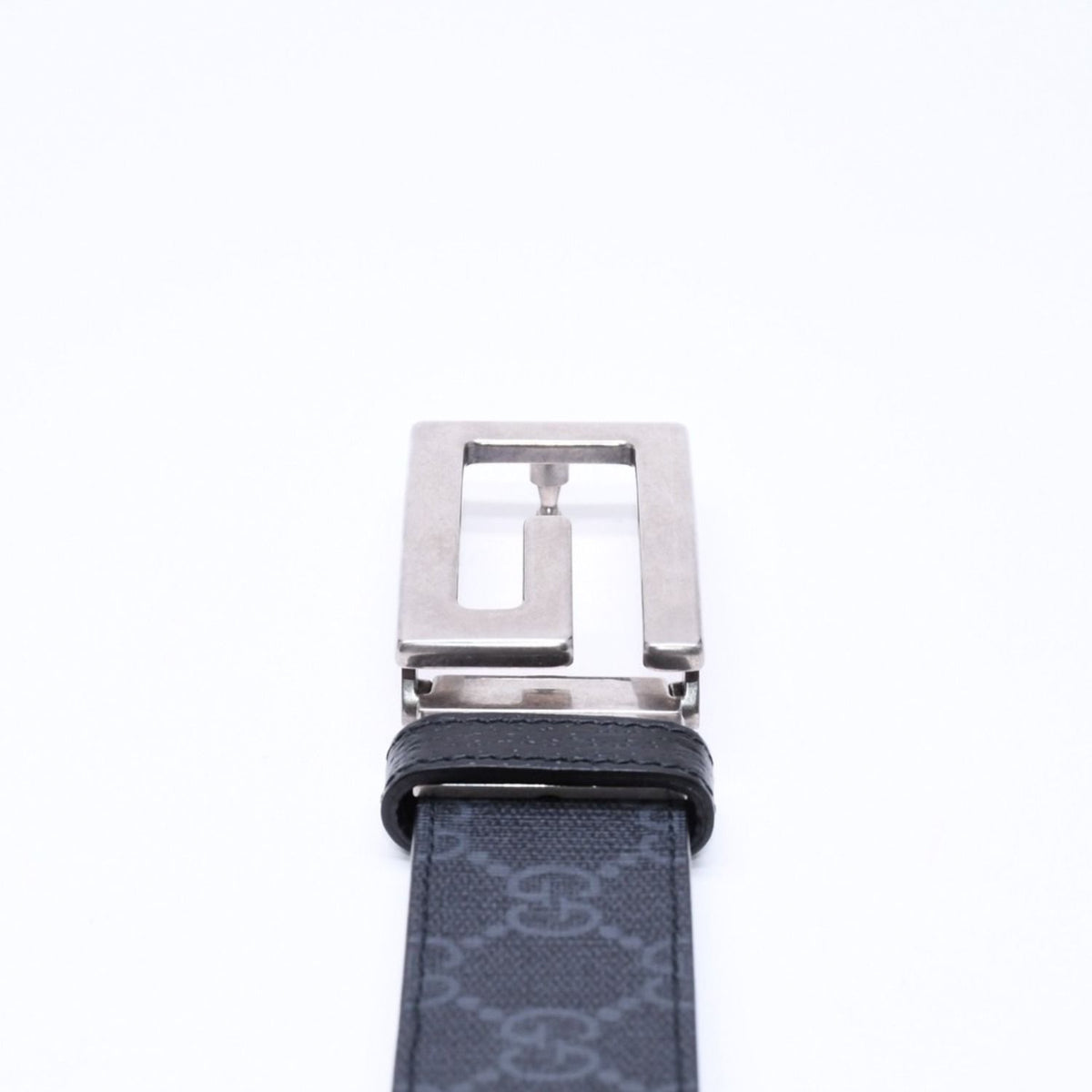 Gucci Square G Buckle Reversible Belt GG Supreme Canvas Black Gray — view 7
