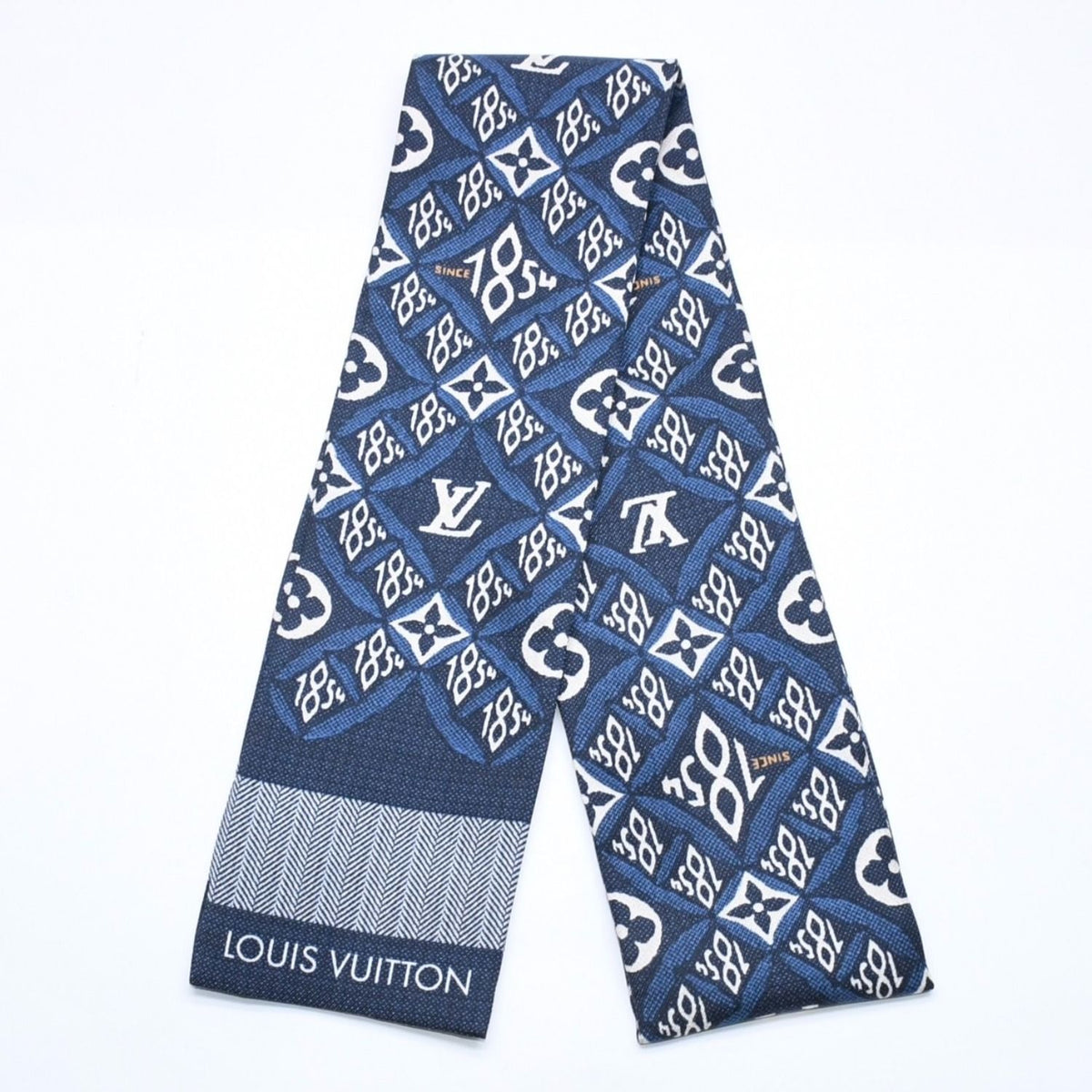Louis Vuitton Band Since Scarf Silk Navy Blue