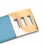 Hermes Kelly Dog Bracelet Bangle Leather Green Gold — view 7