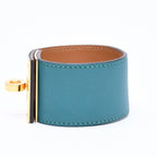 Hermes Kelly Dog Bracelet Bangle Leather Green Gold — view 5