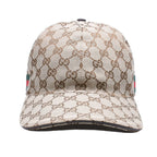 Gucci GG Canvas Baseball Cap Sherry Line M Beige Silver Hat