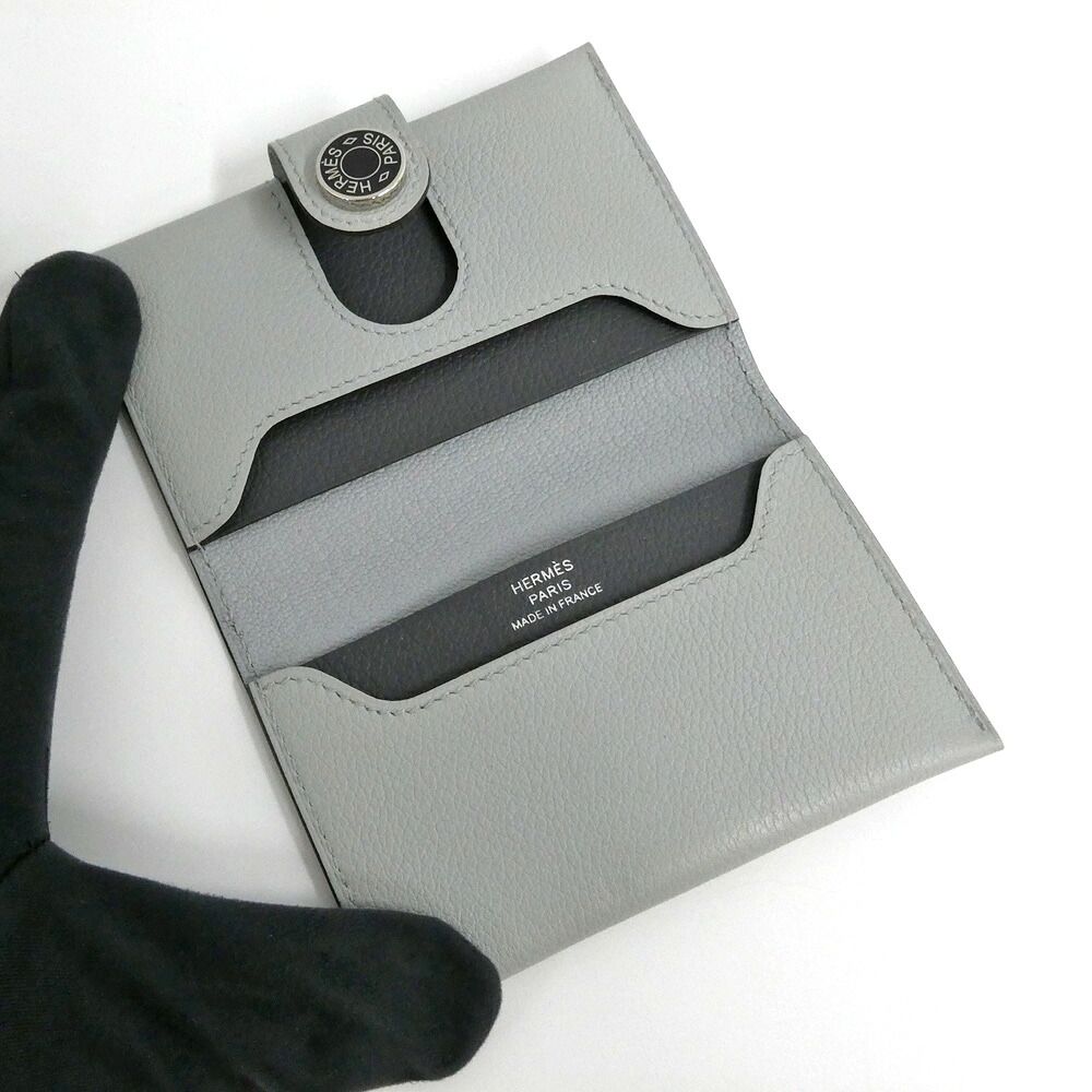 Hermes Card Case M S Evercolor Gray Sellier — view 5