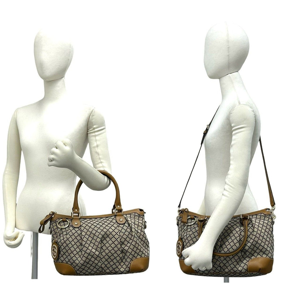 Gucci Sukey Diamante Canvas Leather 2-Way Shoulder Bag Beige — view 2