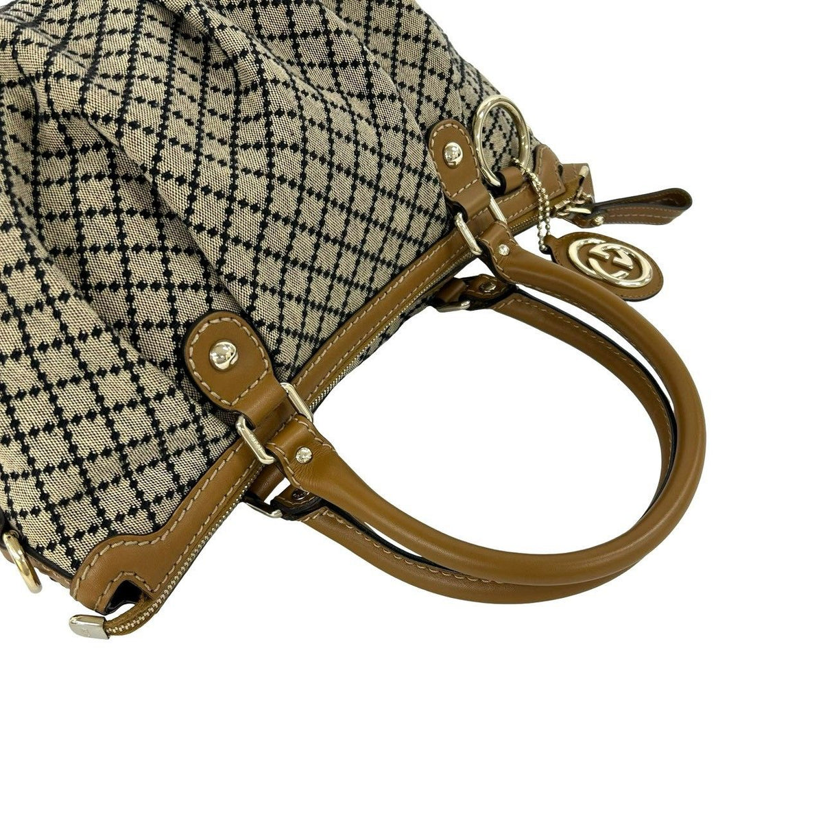 Gucci Sukey Diamante Canvas Leather 2-Way Shoulder Bag Beige — view 4