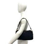 Prada Logo Tessuto Pocono Nylon Saffiano Leather Shoulder Bag Black — view 2