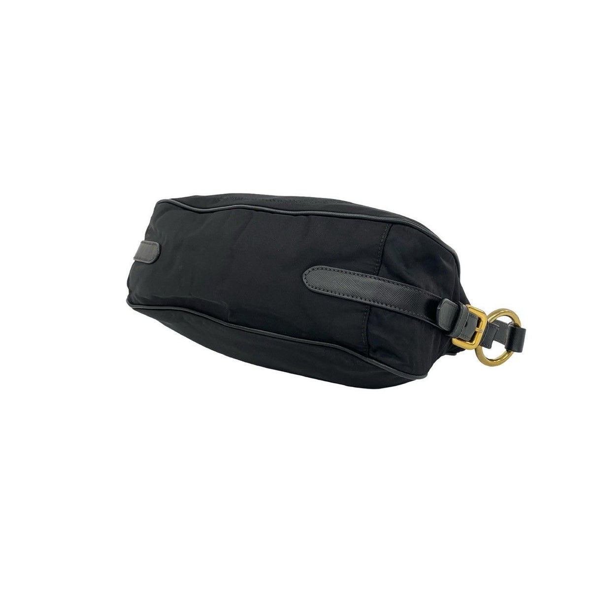 Prada Logo Tessuto Pocono Nylon Saffiano Leather Shoulder Bag Black — view 8
