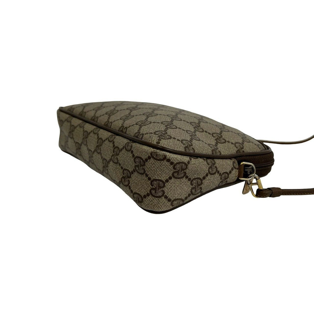 Gucci Vintage GG Pattern Logo Leather Shoulder Bag Crossbody Pochette Brown — view 8