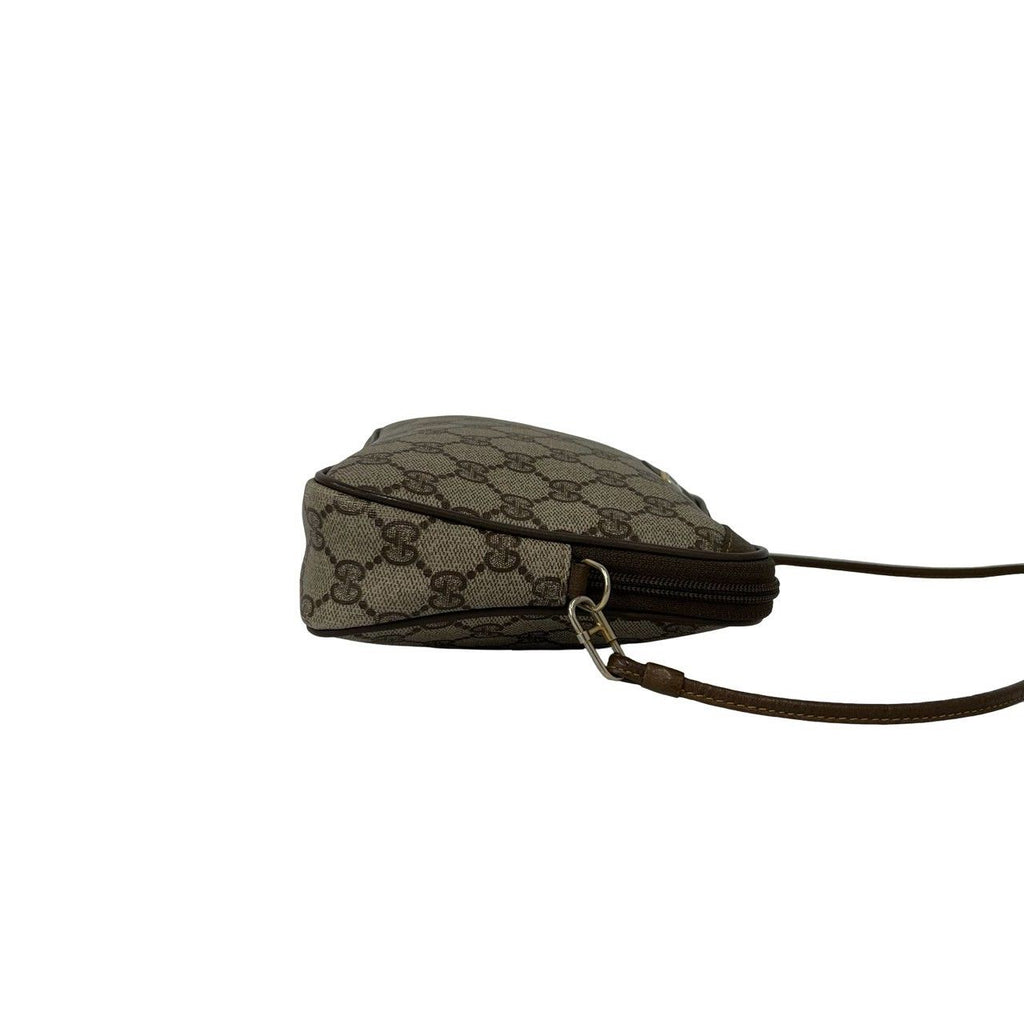 Gucci Vintage GG Pattern Logo Leather Shoulder Bag Crossbody Pochette Brown — view 6