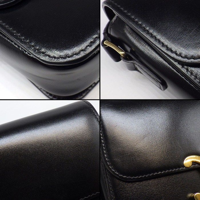 Celine Shoulder Bag Teen Triomphe Black Shiny Calfskin Gold — view 7
