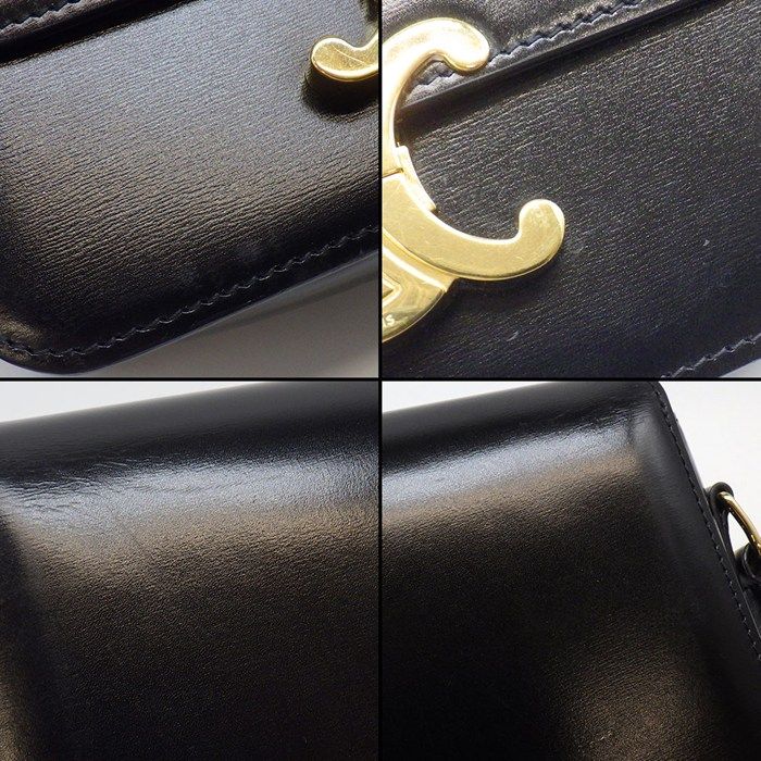 Celine Shoulder Bag Teen Triomphe Black Shiny Calfskin Gold — view 8