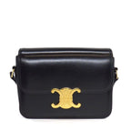 Celine Shoulder Bag Teen Triomphe Black Shiny Calfskin Gold
