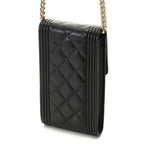 Chanel Boy Quilted Chain Phone Case Black Caviar — view 2