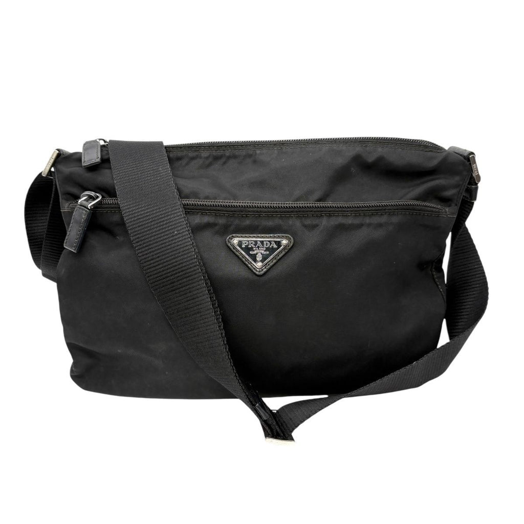 Prada Nylon Shoulder Bag Triangle Logo Black