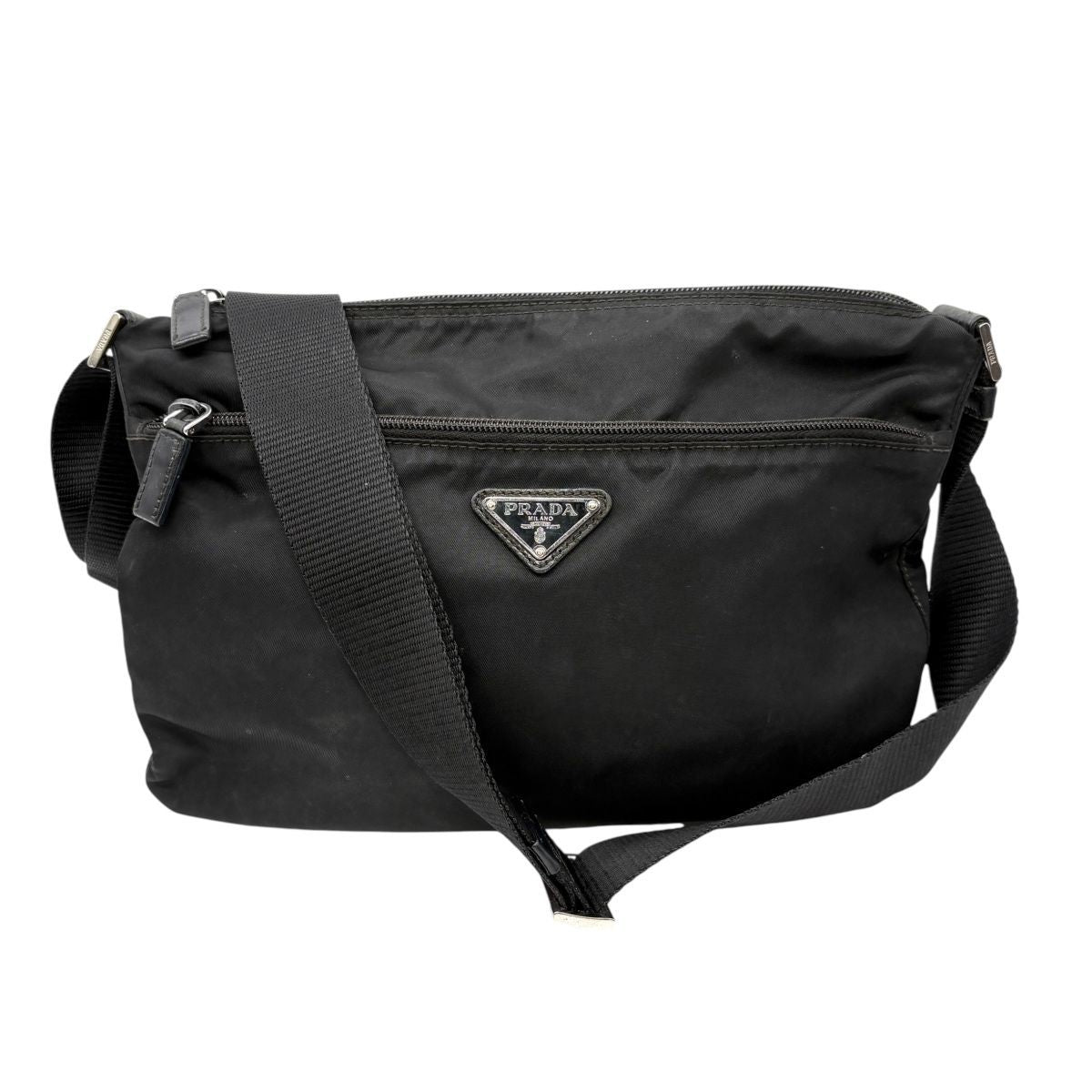 Prada Nylon Shoulder Bag Triangle Logo Black
