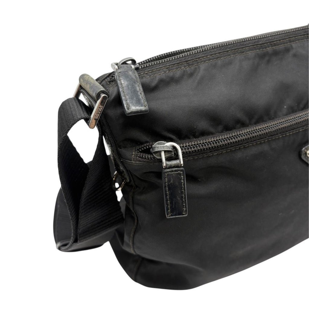 Prada Nylon Shoulder Bag Triangle Logo Black — view 5