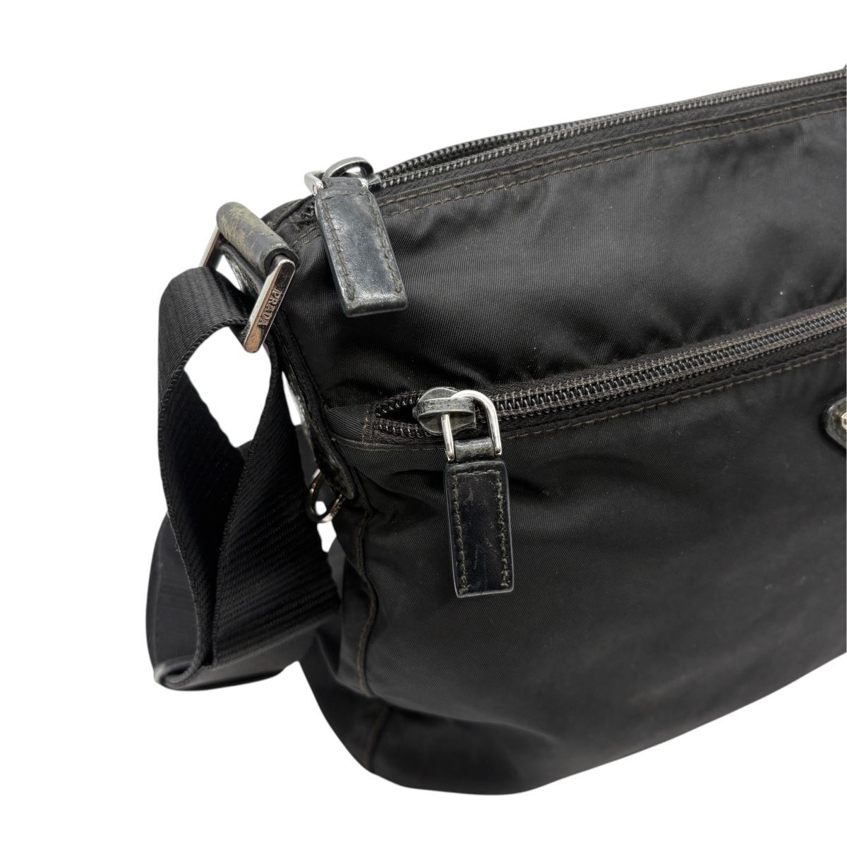 Prada Nylon Shoulder Bag Triangle Logo Black — view 5