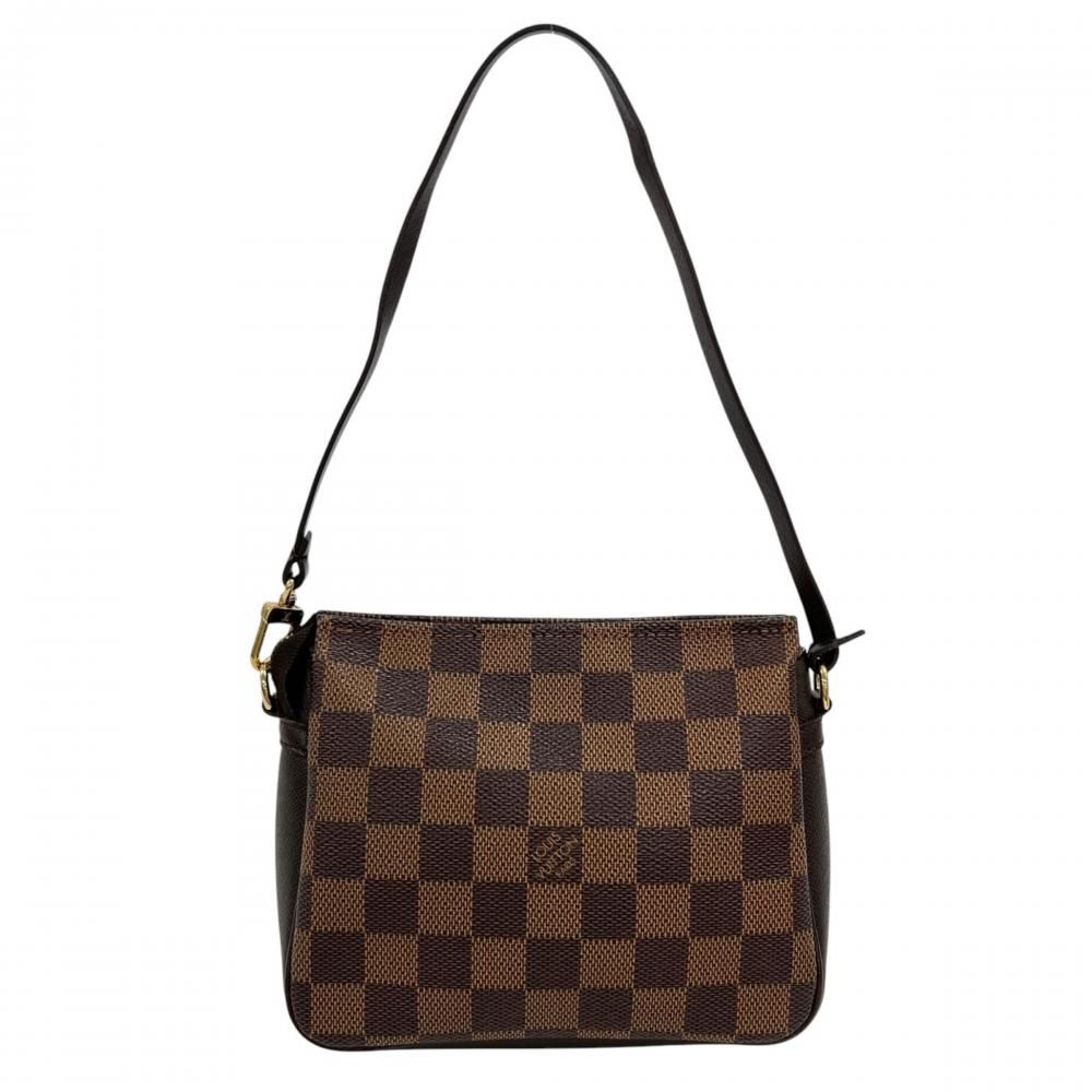 Louis Vuitton Handbag Trousse Makeup Pouch Damier Canvas Brown Gold