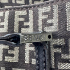 Fendi Handbag Zucchino Tote Canvas Leather Brown Silver — view 8