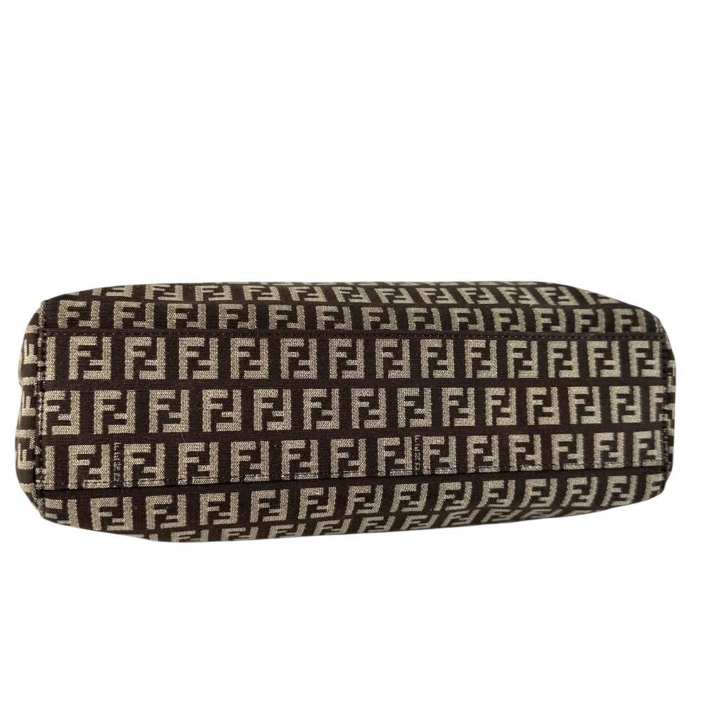 Fendi Handbag Zucchino Tote Canvas Leather Brown Silver — view 3