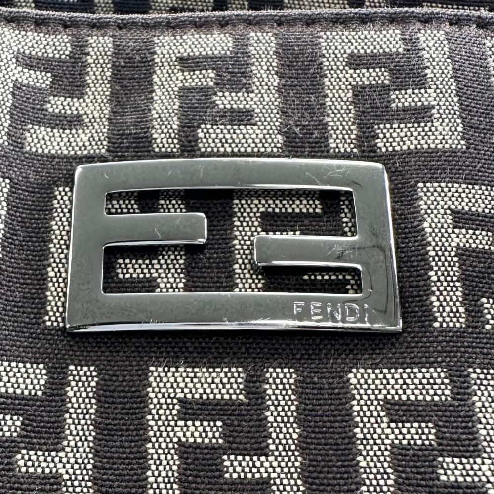 Fendi Handbag Zucchino Tote Canvas Leather Brown Silver — view 7