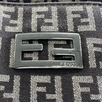 Fendi Handbag Zucchino Tote Canvas Leather Brown Silver — view 7