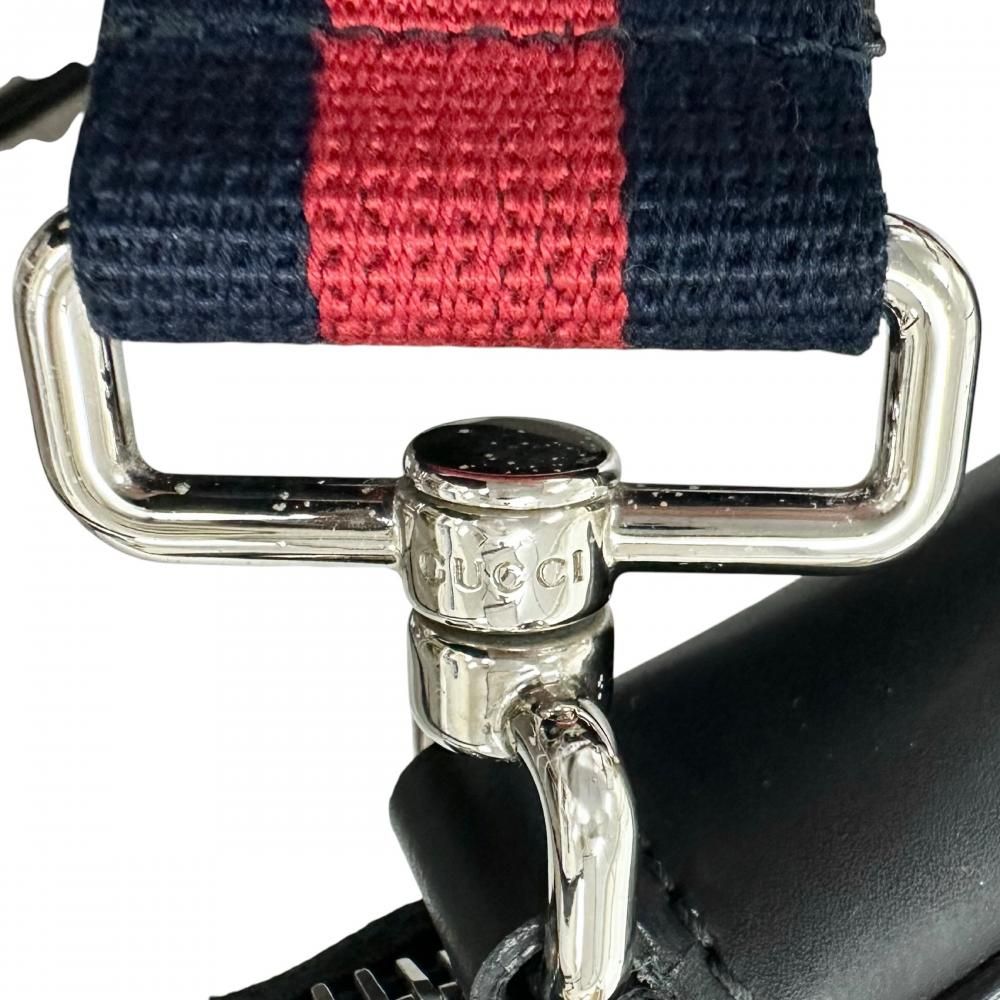 Gucci Shoulder Bag Web Stripe Crossbody GG Supreme Canvas Leather Black — view 8