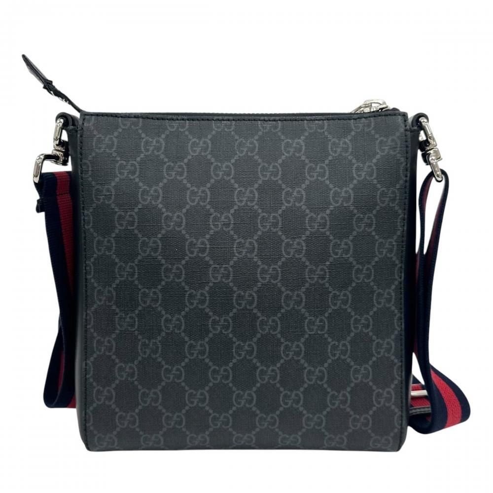 Gucci Shoulder Bag Web Stripe Crossbody GG Supreme Canvas Leather Black — view 2