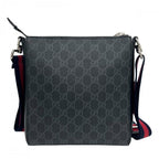 Gucci Shoulder Bag Web Stripe Crossbody GG Supreme Canvas Leather Black — view 2