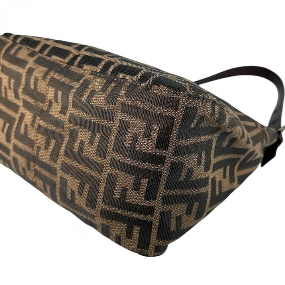 Fendi Shoulder Bag Zucca Mamma Bucket Canvas Leather Brown Black Silver — view 6