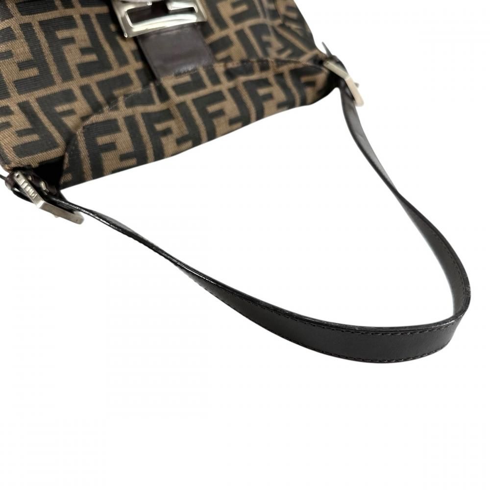 Fendi Shoulder Bag Zucca Mamma Bucket Canvas Leather Brown Black Silver — view 7