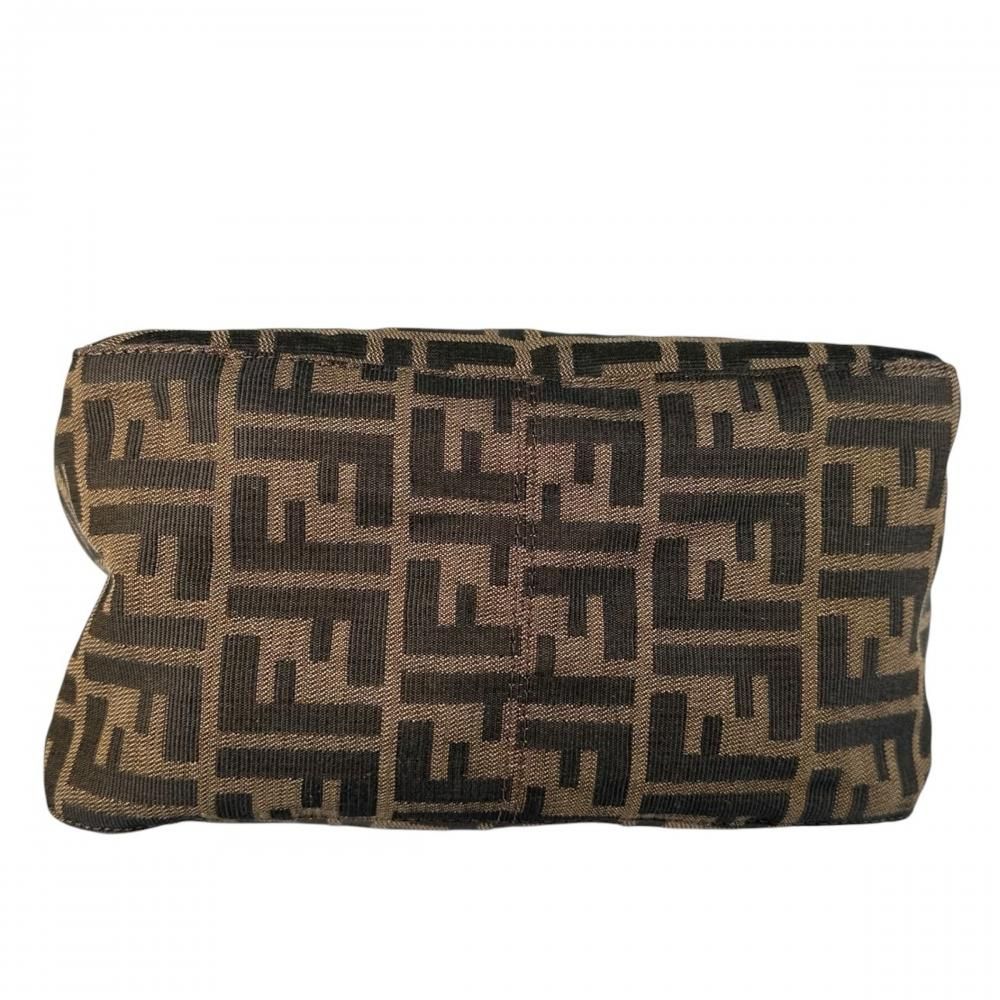 Fendi Shoulder Bag Zucca Mamma Bucket Canvas Leather Brown Black Silver — view 3