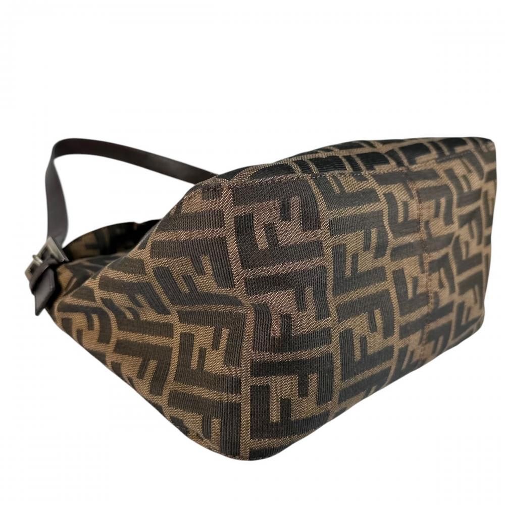 Fendi Shoulder Bag Zucca Mamma Bucket Canvas Leather Brown Black Silver — view 5