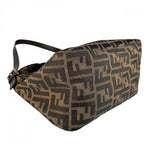 Fendi Shoulder Bag Zucca Mamma Bucket Canvas Leather Brown Black Silver — view 5