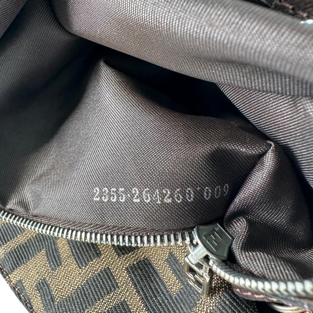 Fendi Shoulder Bag Zucca Mamma Bucket Canvas Leather Brown Black Silver — view 4