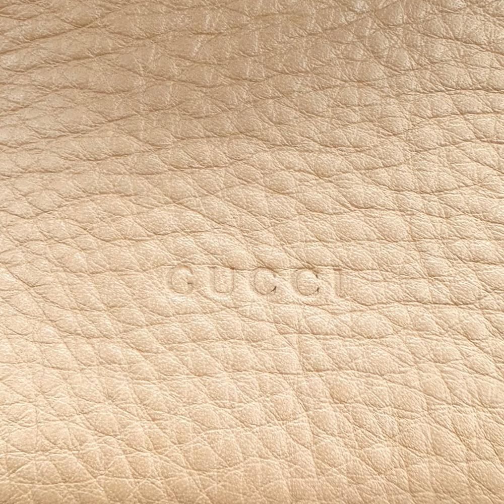 Gucci 2-Way Bamboo Daily Shoulder Bag Crossbody Leather Beige Silver — view 6