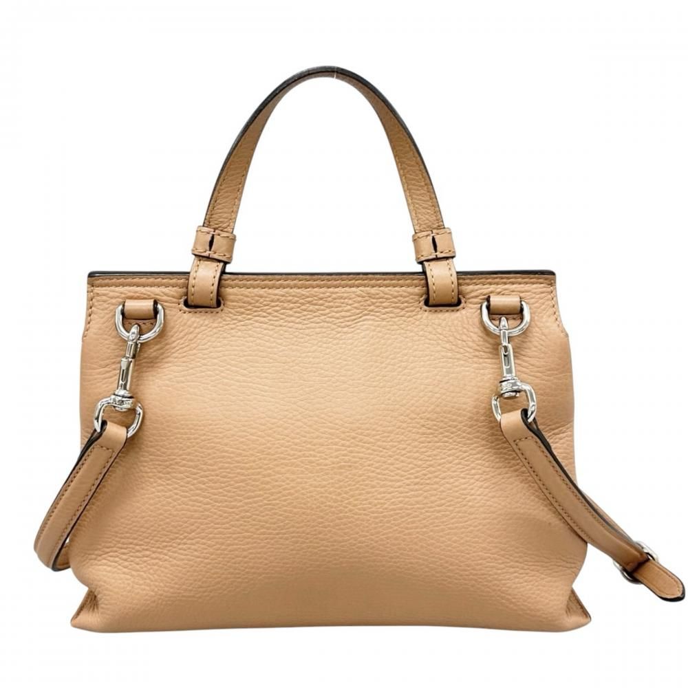 Gucci 2-Way Bamboo Daily Shoulder Bag Crossbody Leather Beige Silver — view 2