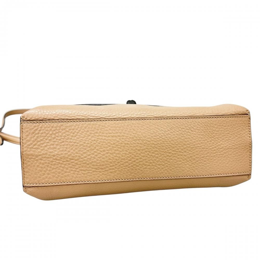 Gucci 2-Way Bamboo Daily Shoulder Bag Crossbody Leather Beige Silver — view 3