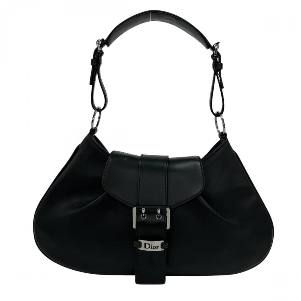 Prada Shoulder Bag Street Chic Leather Black Silver
