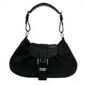 Prada Shoulder Bag Street Chic Leather Black Silver
