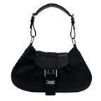 Prada Shoulder Bag Street Chic Leather Black Silver