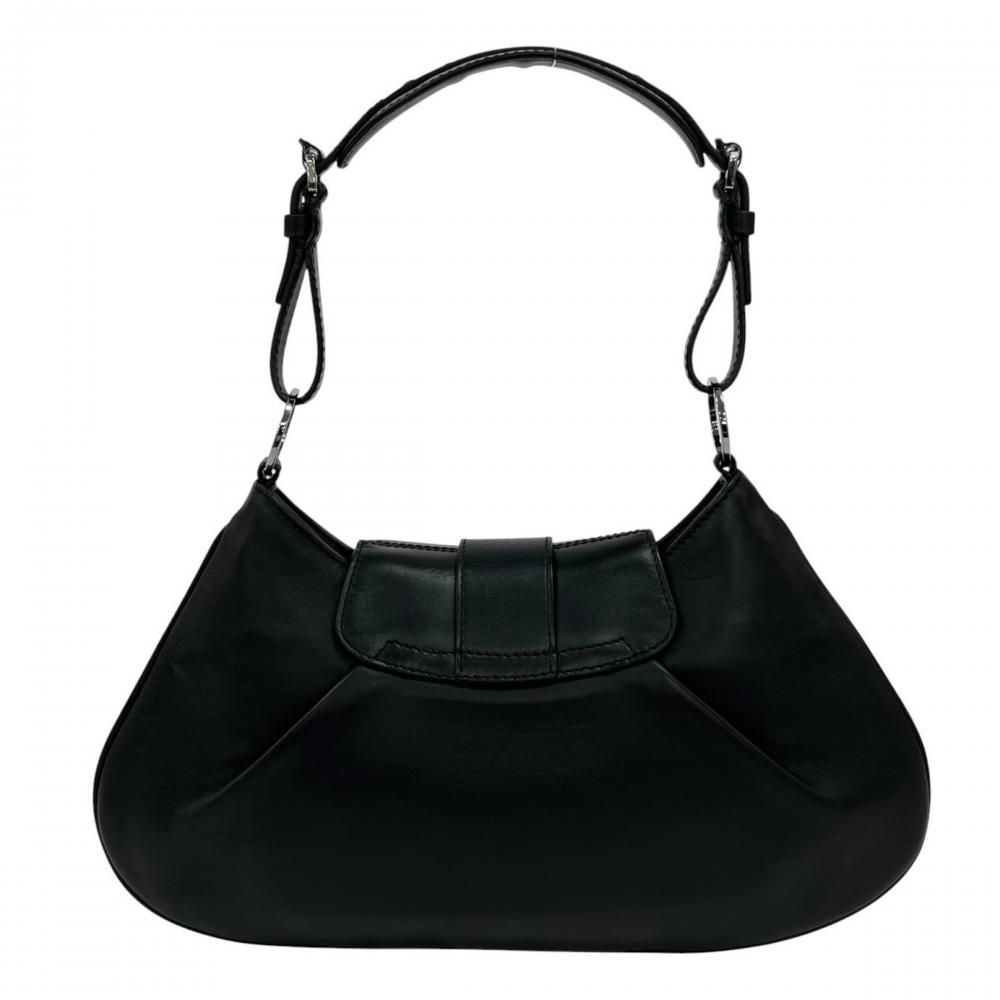 Prada Shoulder Bag Street Chic Leather Black Silver — view 2