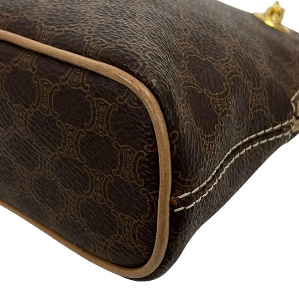Celine Shoulder Bag Macadam Chain Mini Crossbody Leather Brown Gold — view 6