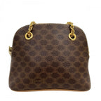 Celine Shoulder Bag Macadam Chain Mini Crossbody Leather Brown Gold — view 2