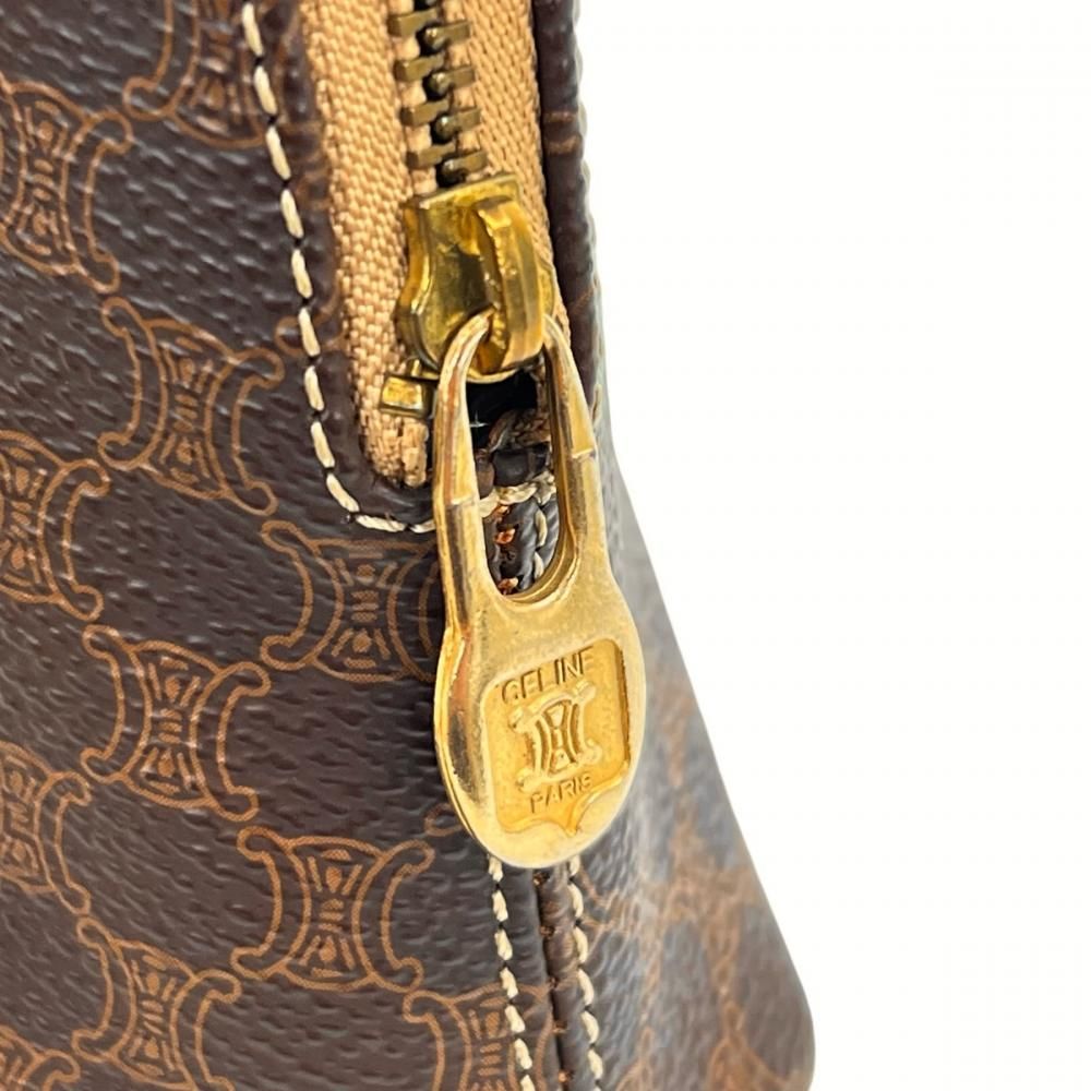 Celine Shoulder Bag Macadam Chain Mini Crossbody Leather Brown Gold — view 8